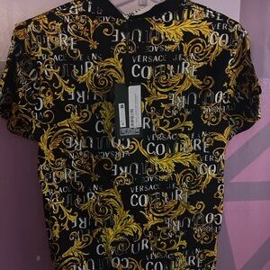 Versace Jeans Collection Black and Gold Baroque Tee